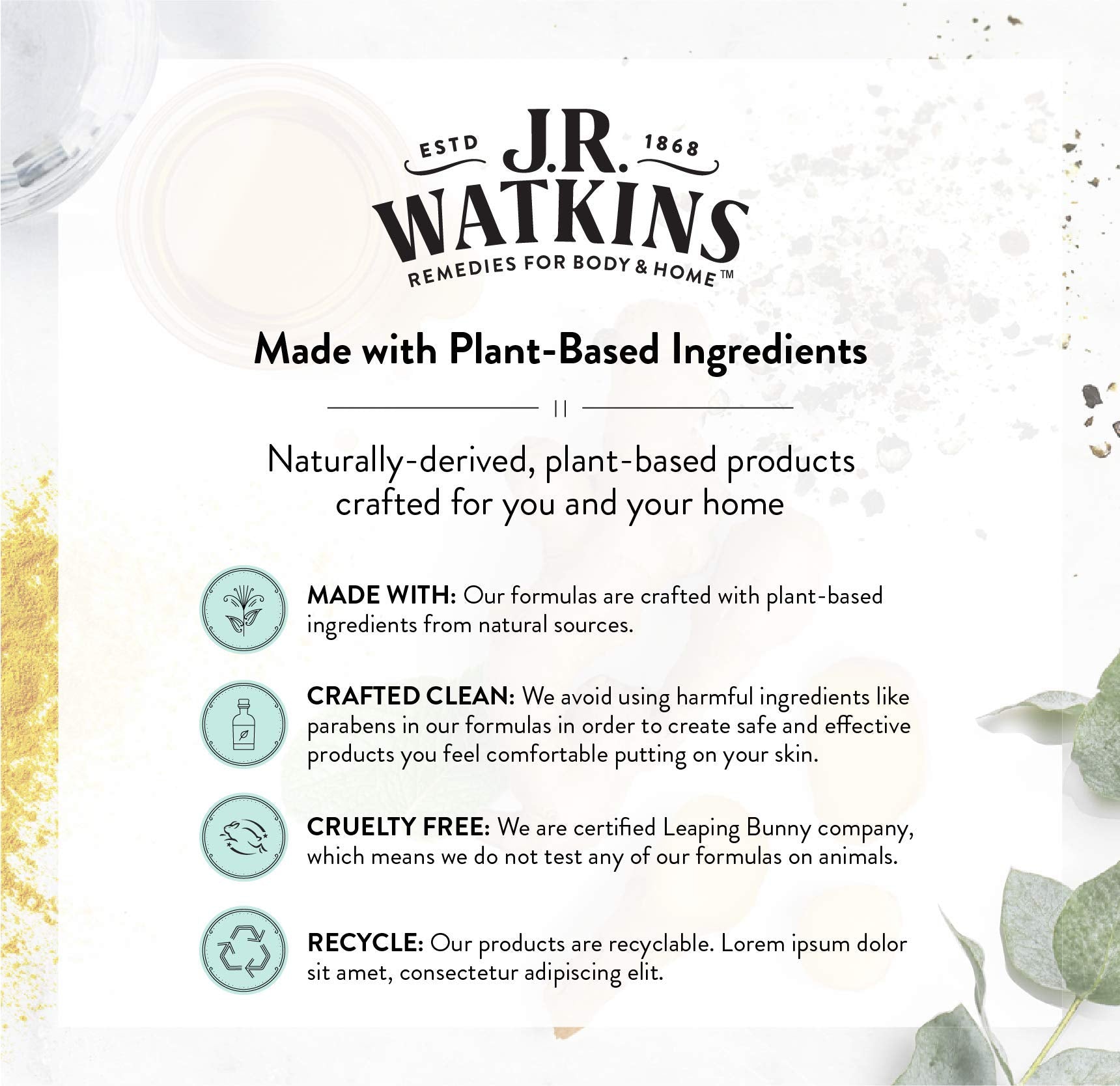 J.R. Watkins mist applied on forearm showing smooth, hydrated skin benefit