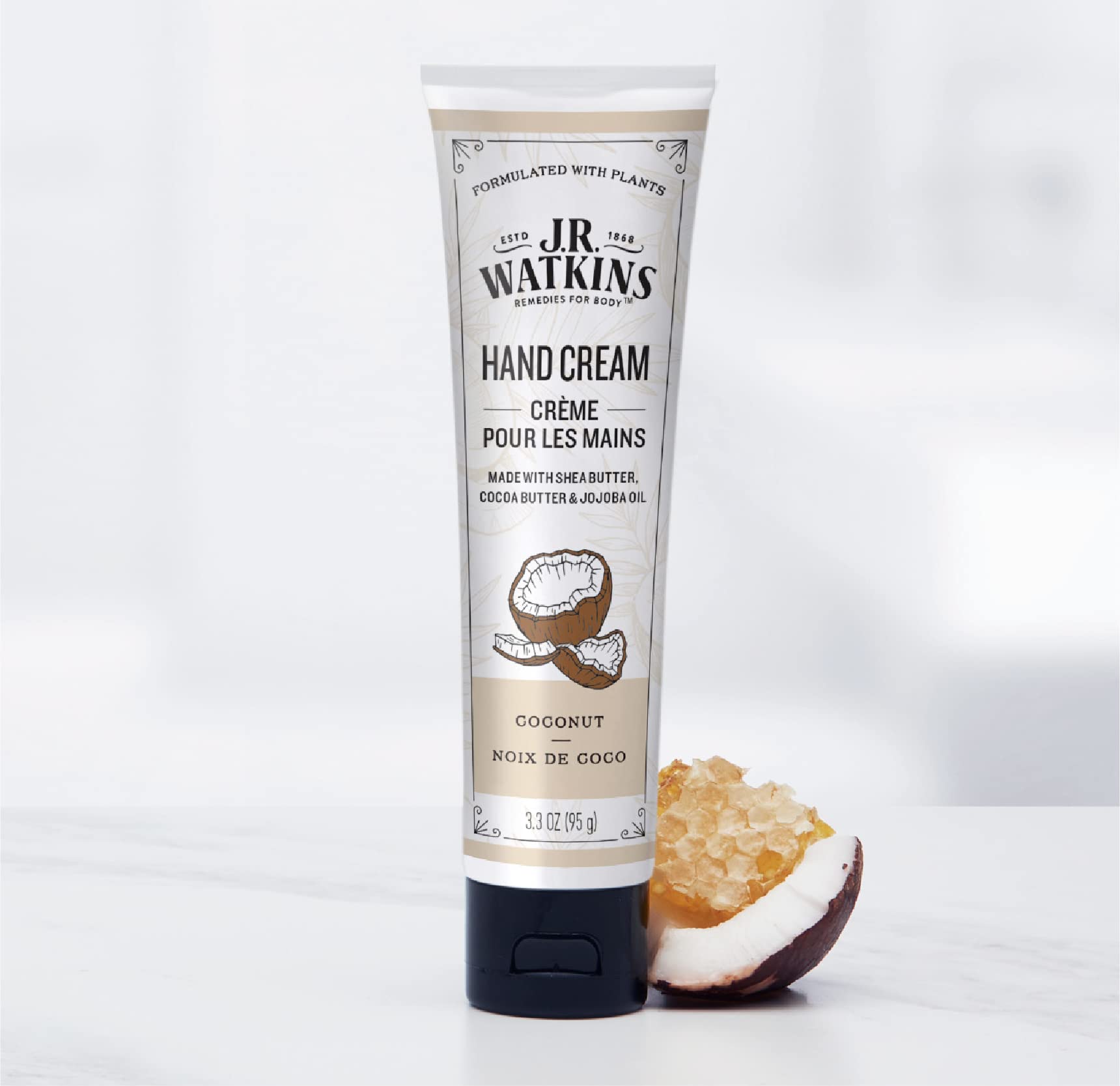 J.R. Watkins coconut tube size comparison with everyday items for scale convenience