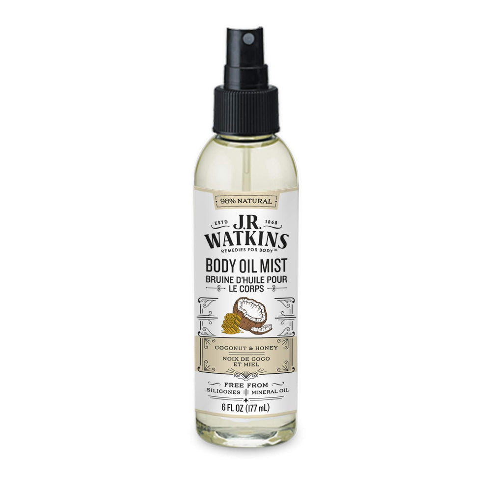 J.R. Watkins front packaging showing coconut milk and honey benefits