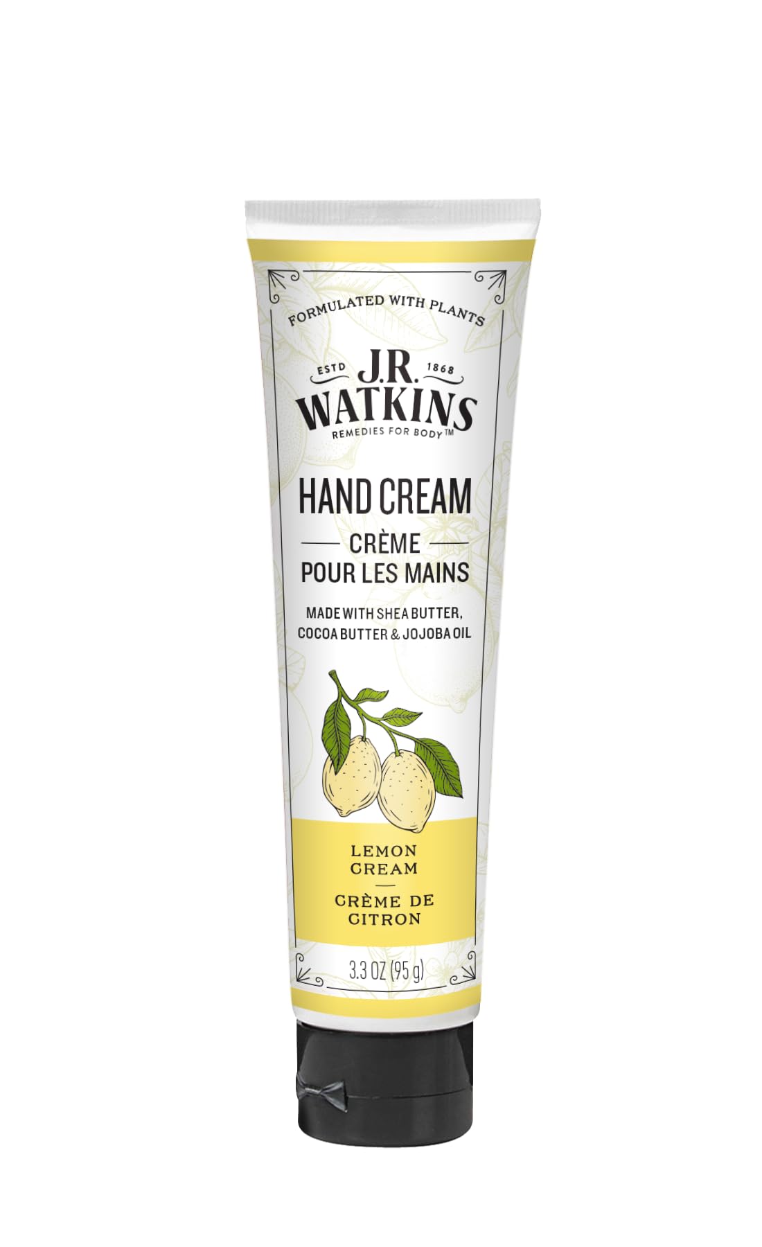 J.R. Watkins front packaging showing lemon cream tube and benefits