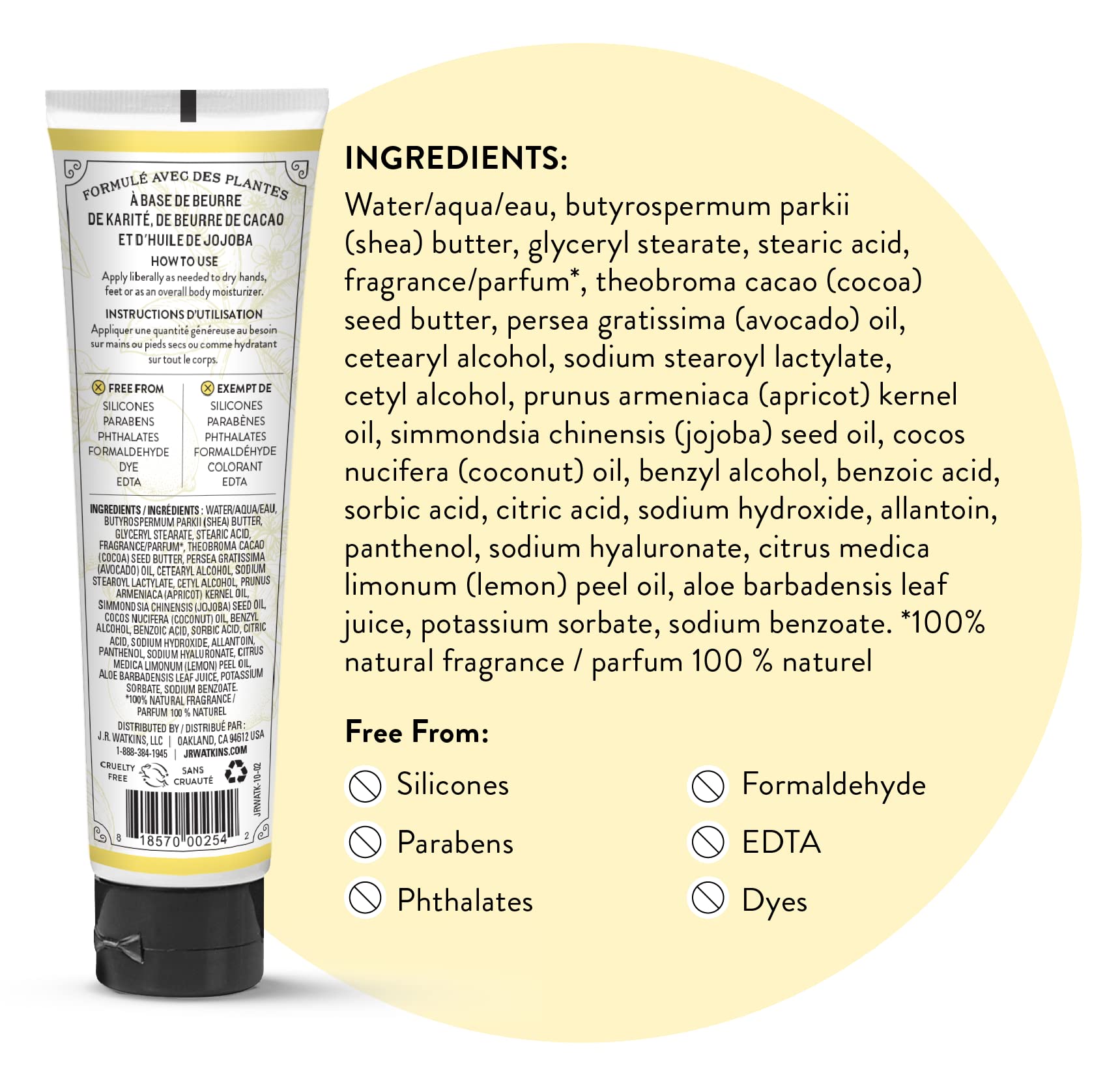 J.R. Watkins label close-up highlighting cruelty-free and USA-made