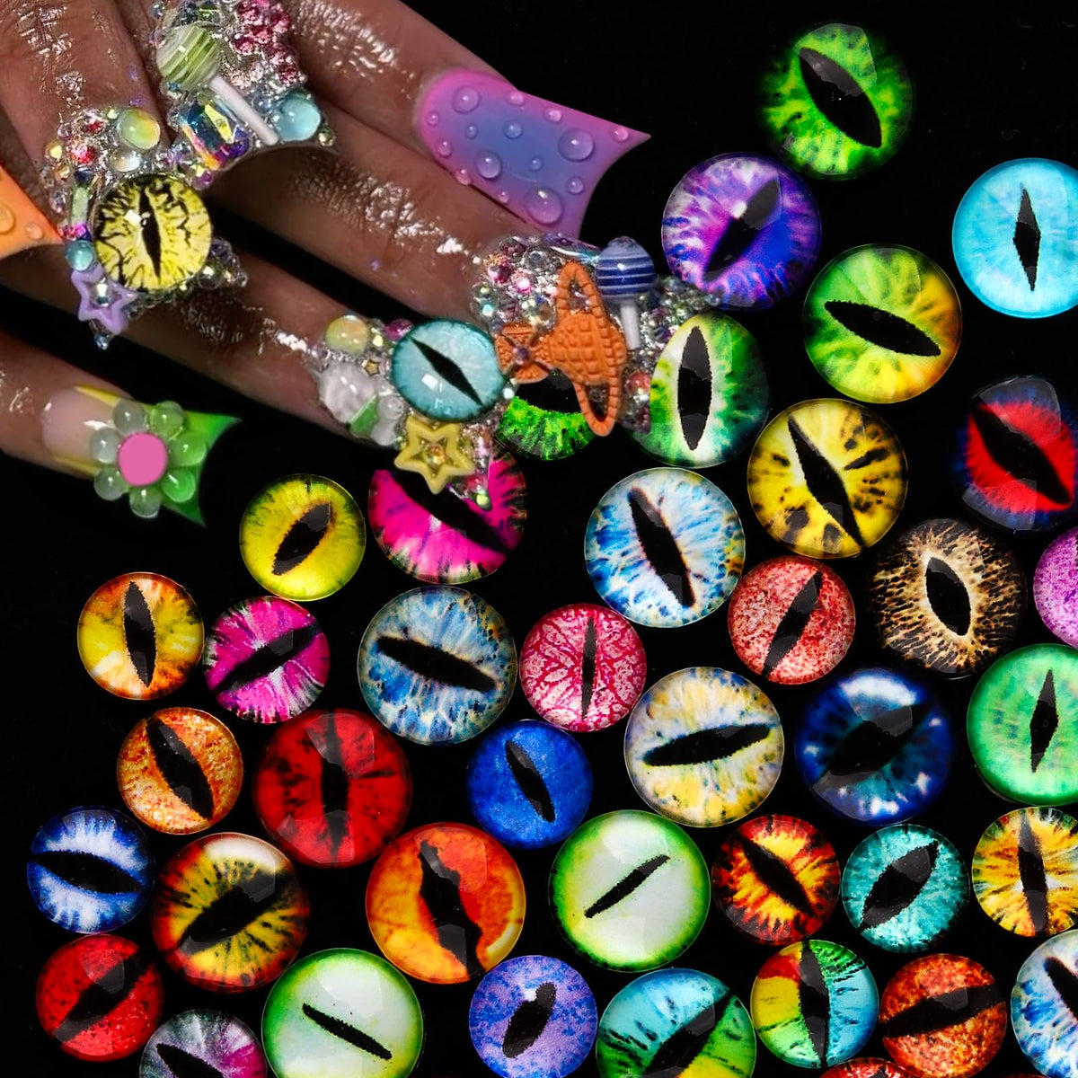 Jremg front packaging showing 50 eyeball nail charms for creative manicures