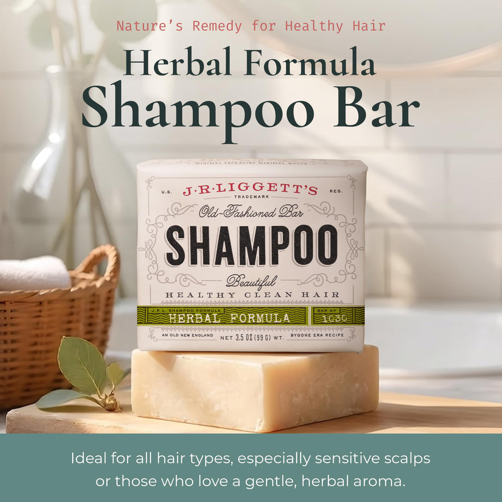 J·R·LIGGETT'S label close-up highlighting natural ingredients and provenance benefit