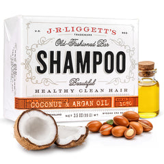 J·R·LIGGETT'S shampoo bar front packaging showing compact, eco-friendly benefit
