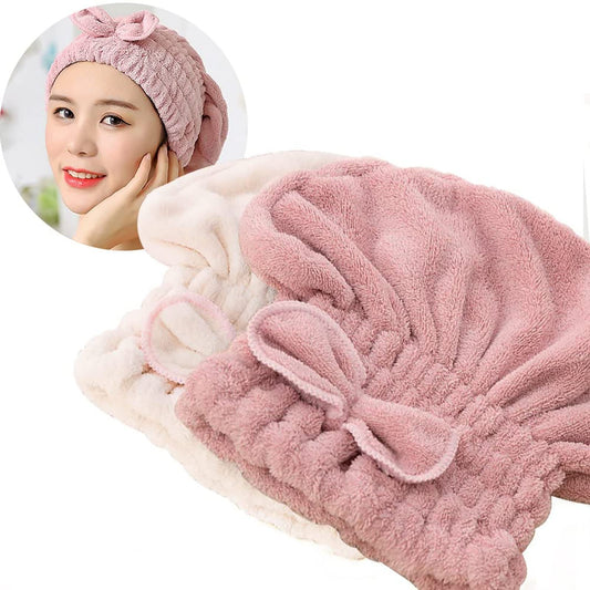 Jseng front view of two microfiber drying caps showing compact pack and quick-dry benefit