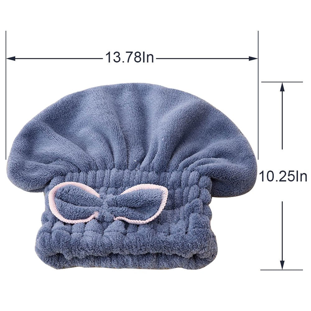Jseng hair turban in use after shower demonstrating quicker drying benefit