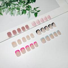 Jsiallye lifestyle image of woman wearing short French nails confidently