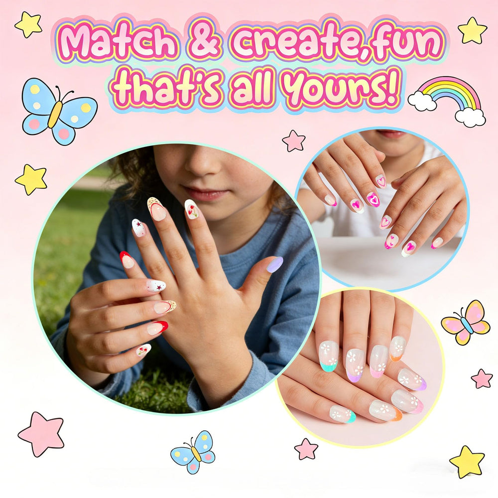Jsiallye three-style spread of pink French and printed nails, visual choice benefit