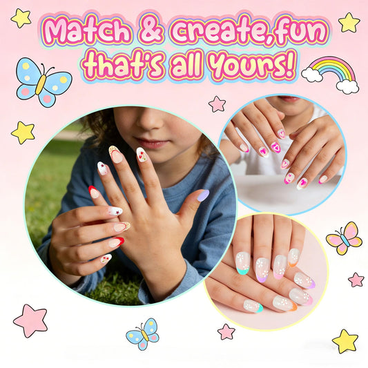 Jsiallye three-style spread of pink French and printed nails, visual choice benefit
