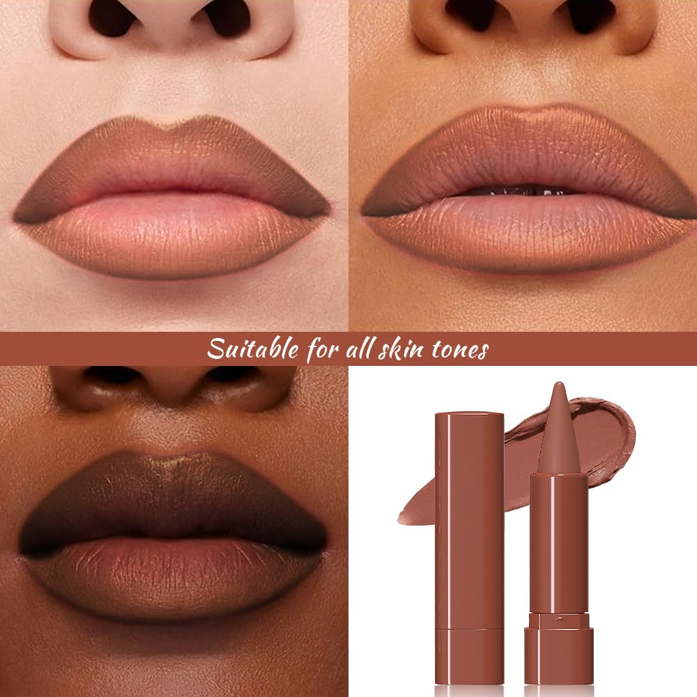 JUAAZIN full lip application in Sienna 04 showing long-wear matte finish