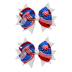 JUCCPUL front view of two patriotic bows showing stars and stripes benefit: festive look