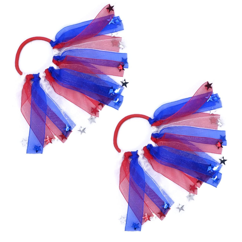 JUCCPUL front view showing red white blue hair ties and stars, festive styling benefit