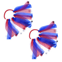 JUCCPUL front view showing red white blue hair ties and stars, festive styling benefit