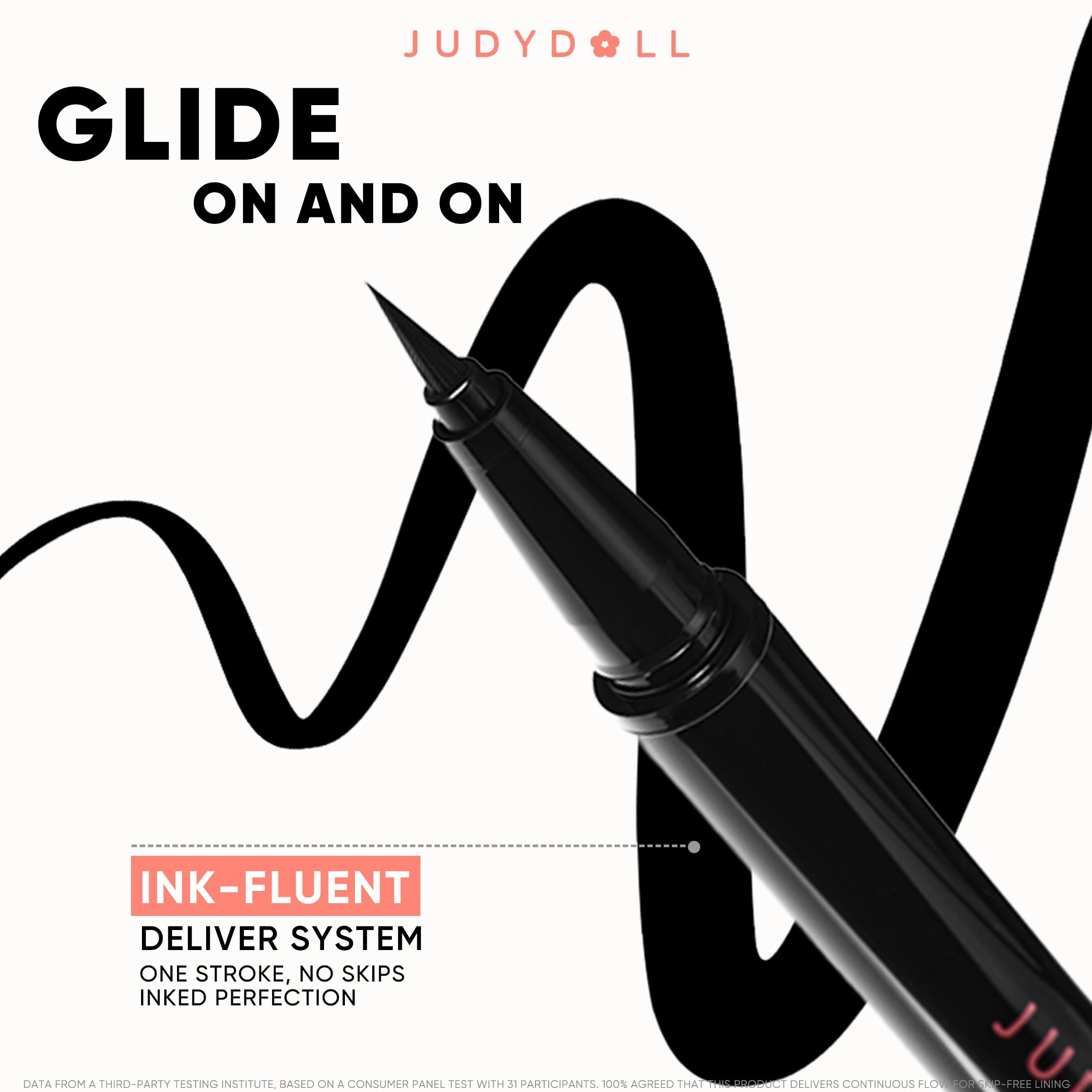 JUDYDOLL cat eye wing look in lifestyle setting for long wear