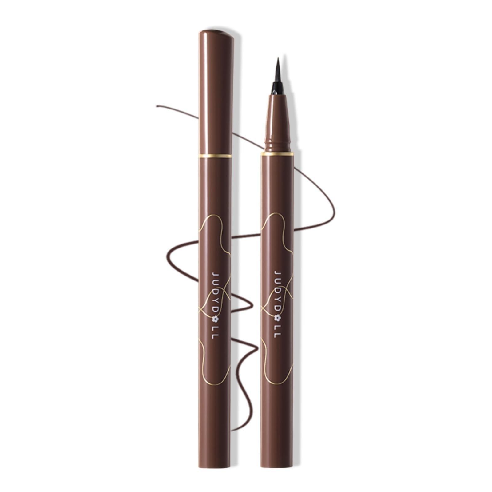 JUDYDOLL eyeliner pen front view showing slim barrel and cap for easy grip and control