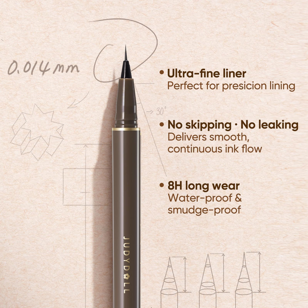 JUDYDOLL eyeliner creating a sharp wing on model showcasing easy winging