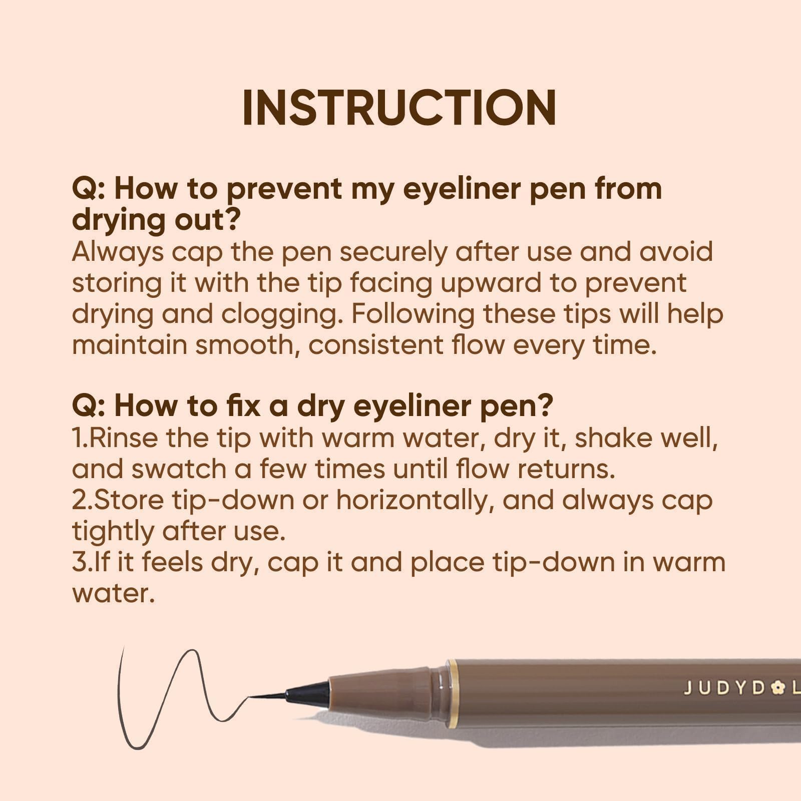 JUDYDOLL eyeliner on a vanity with brushes suggesting everyday beauty use