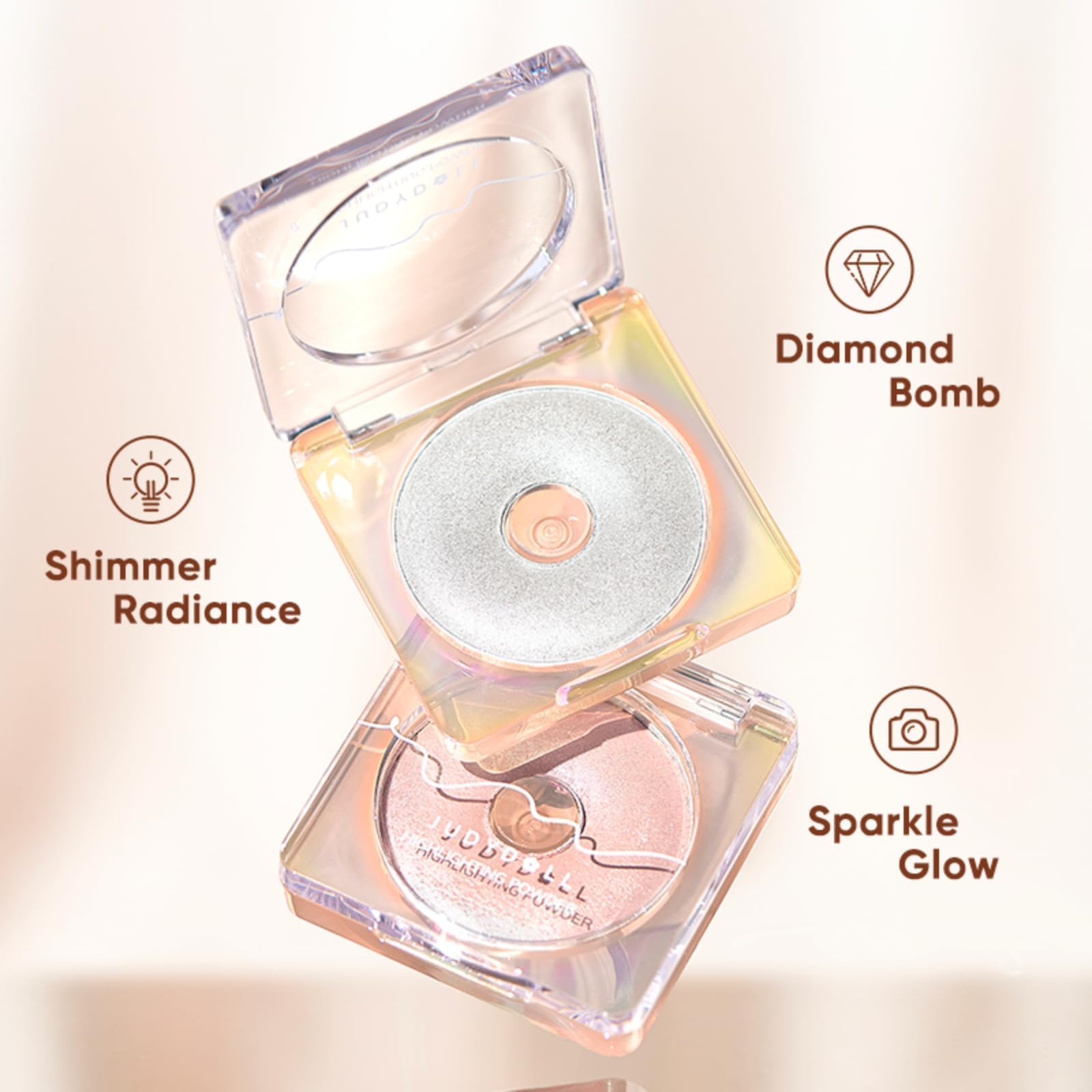 JUDYDOLL application on cheek demonstrating buildable glow and photo-ready effect