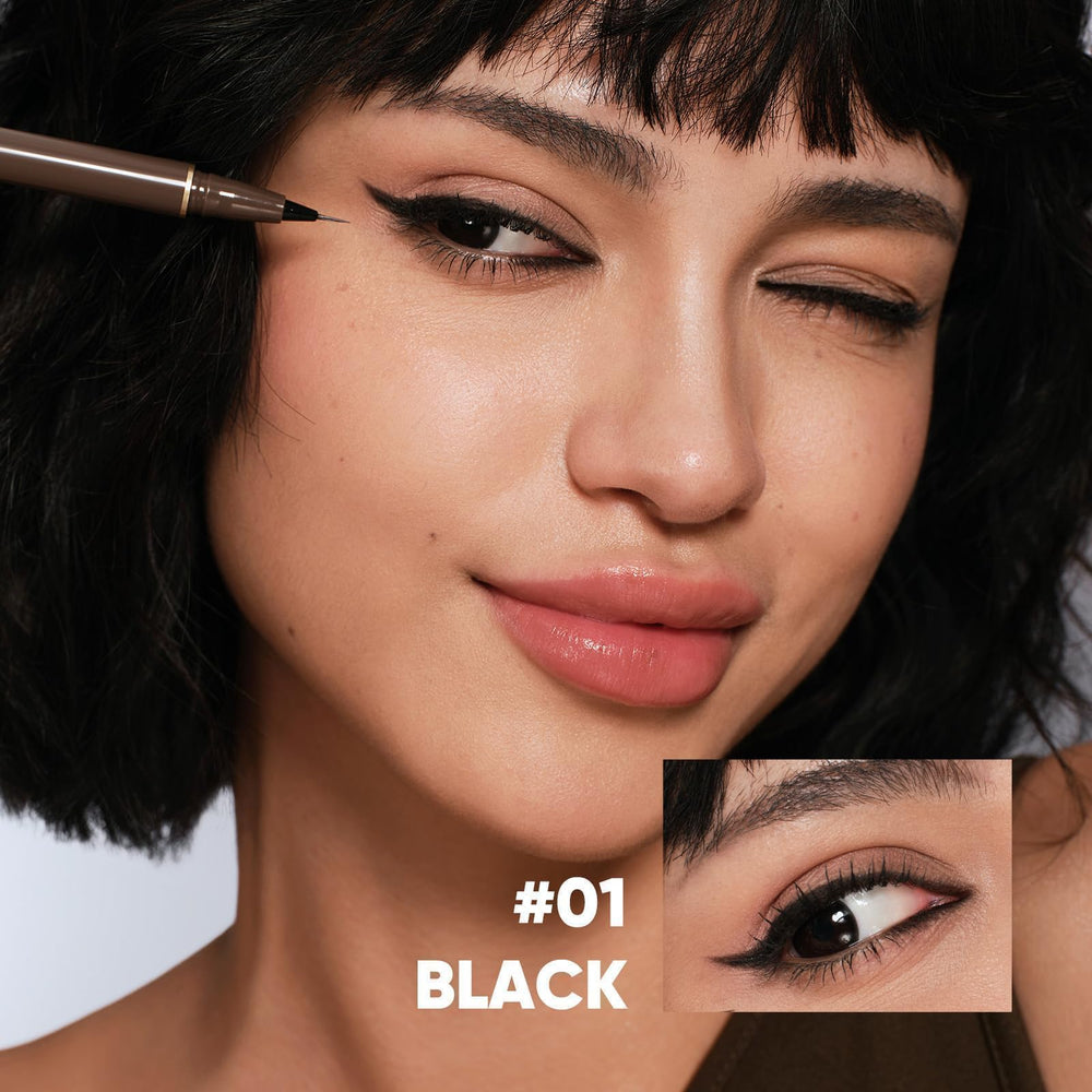 JUDYDOLL black ink swatch revealing smooth flow and deep pigment payoff