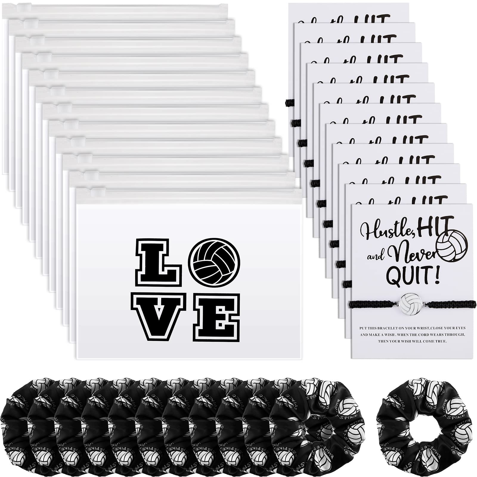Juexica front packaging showing all 36 volleyball-themed items and coordinated look