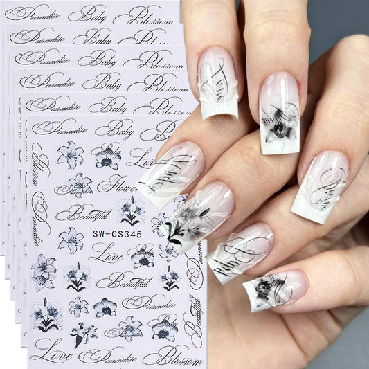 jufenglin sheet detail highlighting ink-flower pattern for elegant nails