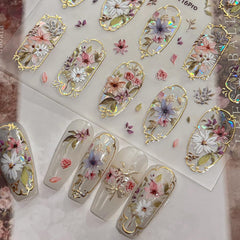 Jufenglin stickers applied on gel nails demonstrating smooth fit and salon-like finish