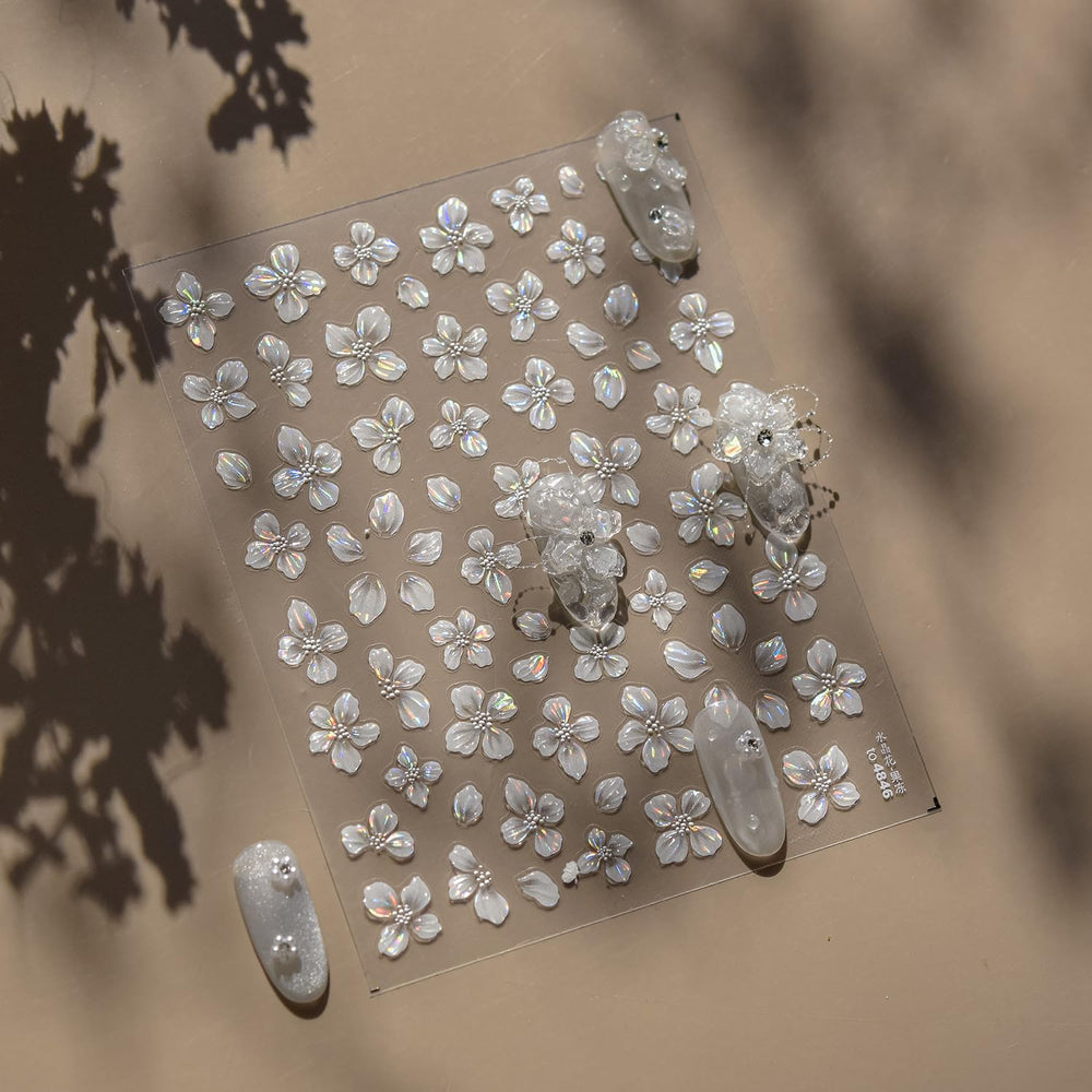 juggssa individual motif closeup of white cherry blossom and jelly flower for precision placement