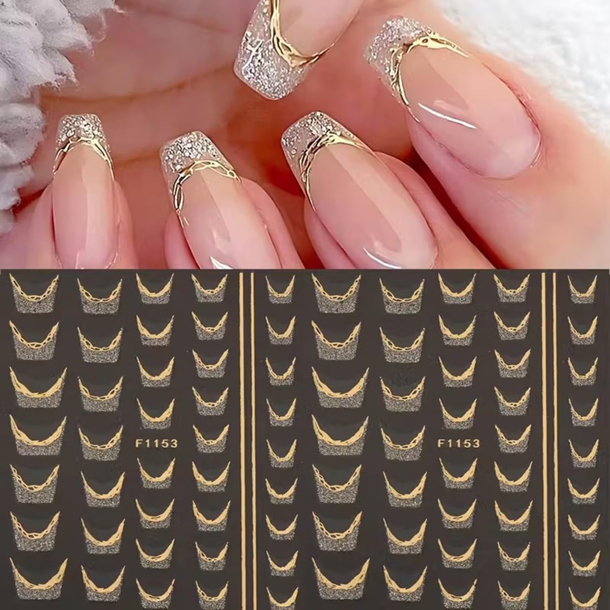juggssa close-up of sheet with gold stripes and wave tapes, offers precise decorative options