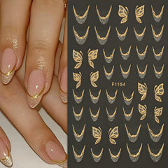 juggssa applied stickers on acrylic nail swatches, demonstrates finished salon-style look