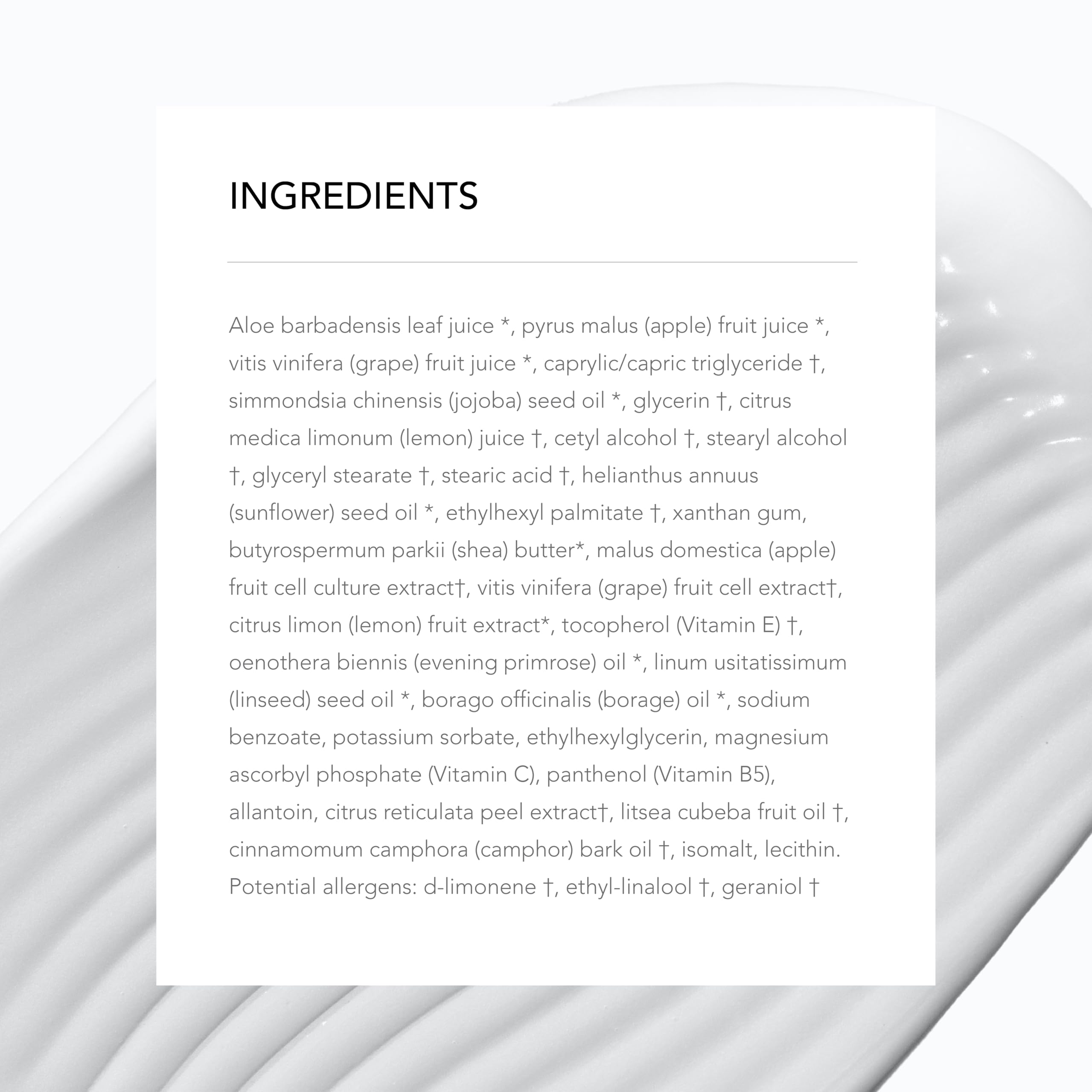 Juice Beauty recycled plastic bottle label emphasizing clean-beauty values