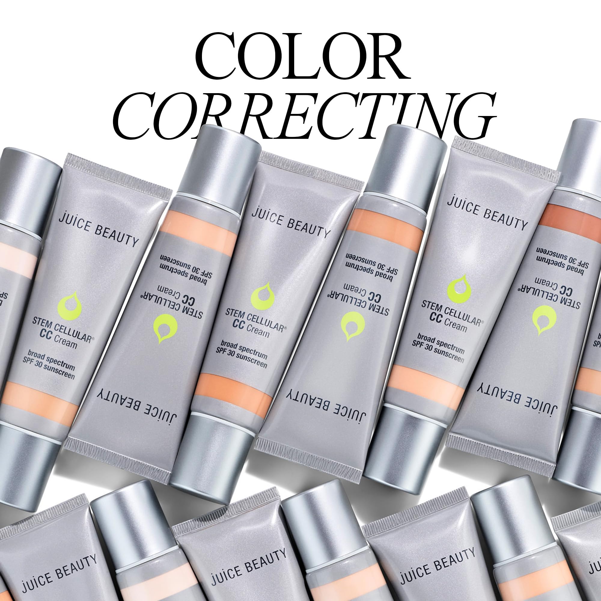 Juice Beauty on bathroom vanity as part of morning routine demonstrating everyday SPF and glow