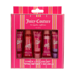 Juicy Couture front packaging showing five glosses and pink gift-ready box for easy gifting
