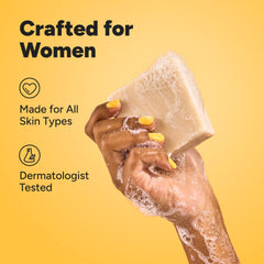 JUKEBOX creamy lather on sponge demonstrating gentle cleansing