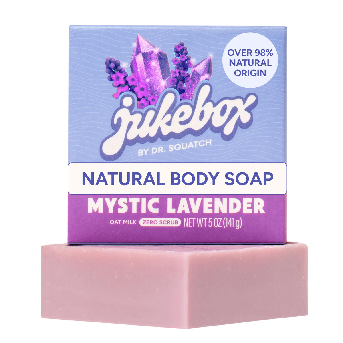 JUKEBOX front packaging showing Mystic Lavender bar and benefits
