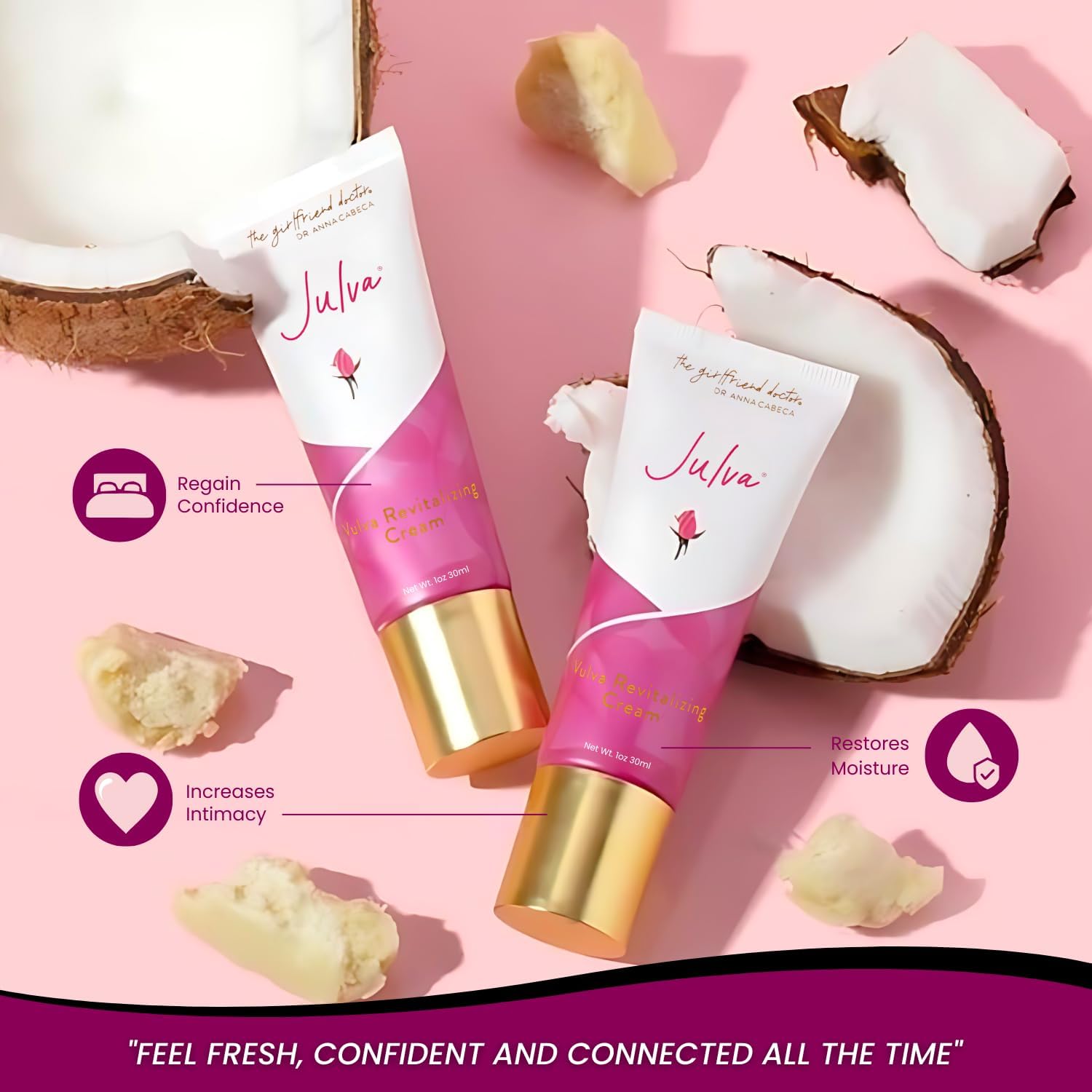 Julva cream on hand demonstrating lightweight absorption and easy application