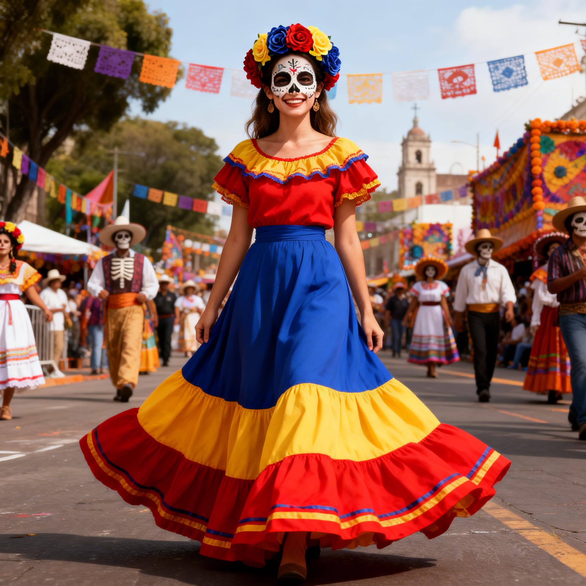 June Bloomy crown worn on model demonstrating festival-style look and secure comfortable fit