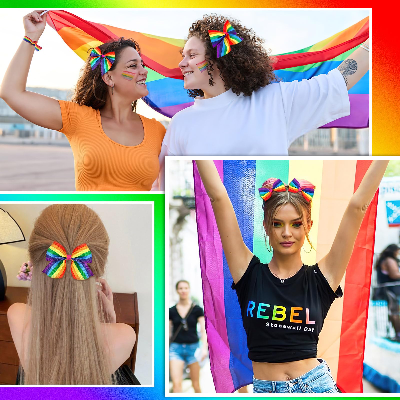 JUNEBRUSHS lifestyle shot at Pride parade illustrating celebratory styling