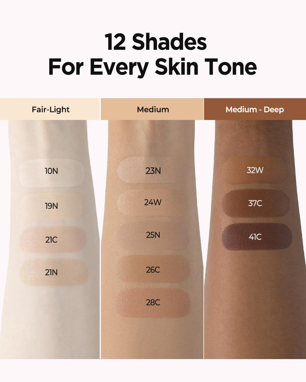 JUNG SAEM MOOL applied swatches on wrist demonstrating coverage and natural finish
