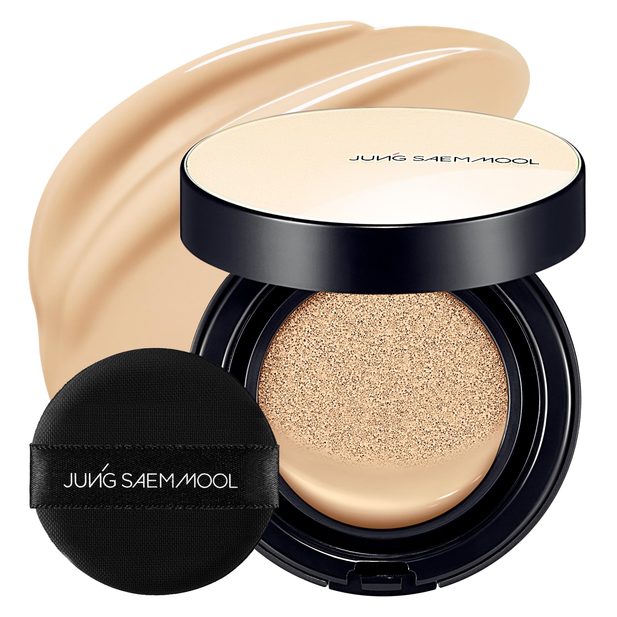 JUNG SAEM MOOL front packaging showing compact and shade label, conveys professional finish