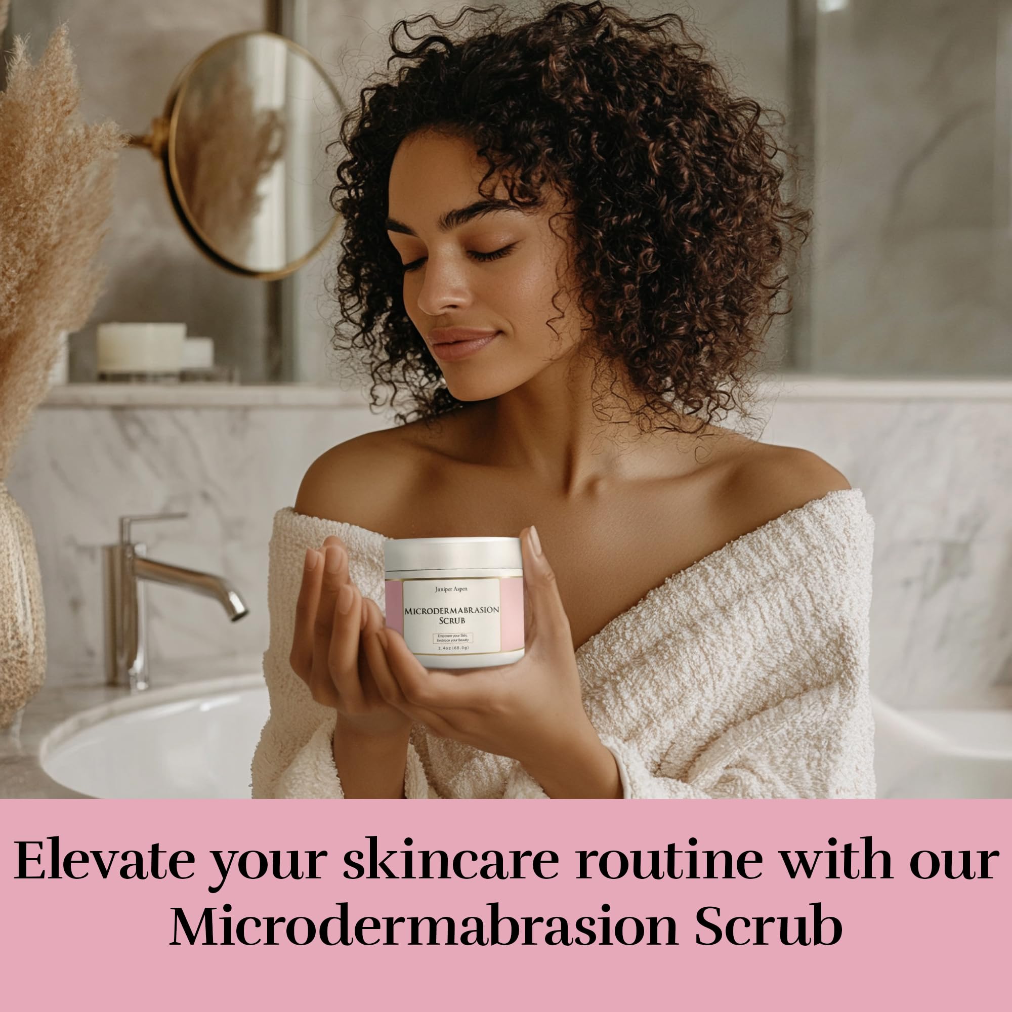 JUNIPER ASPEN scrub in hand demonstrating creamy texture and easy grip use