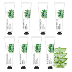 JunKuJK front packaging showing eight travel aloe gel tubes and convenience