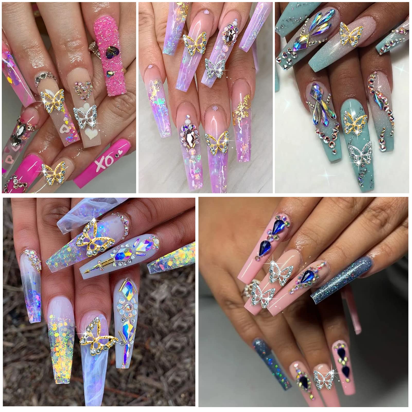 Juome charms applied on manicured nail demonstrating elegant decoration