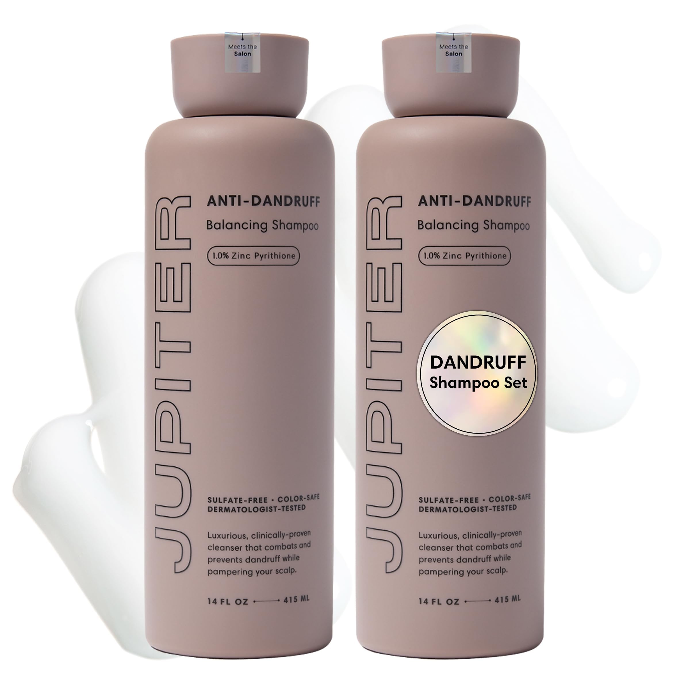 Jupiter front packaging showing 2-pack, clear anti-dandruff benefit