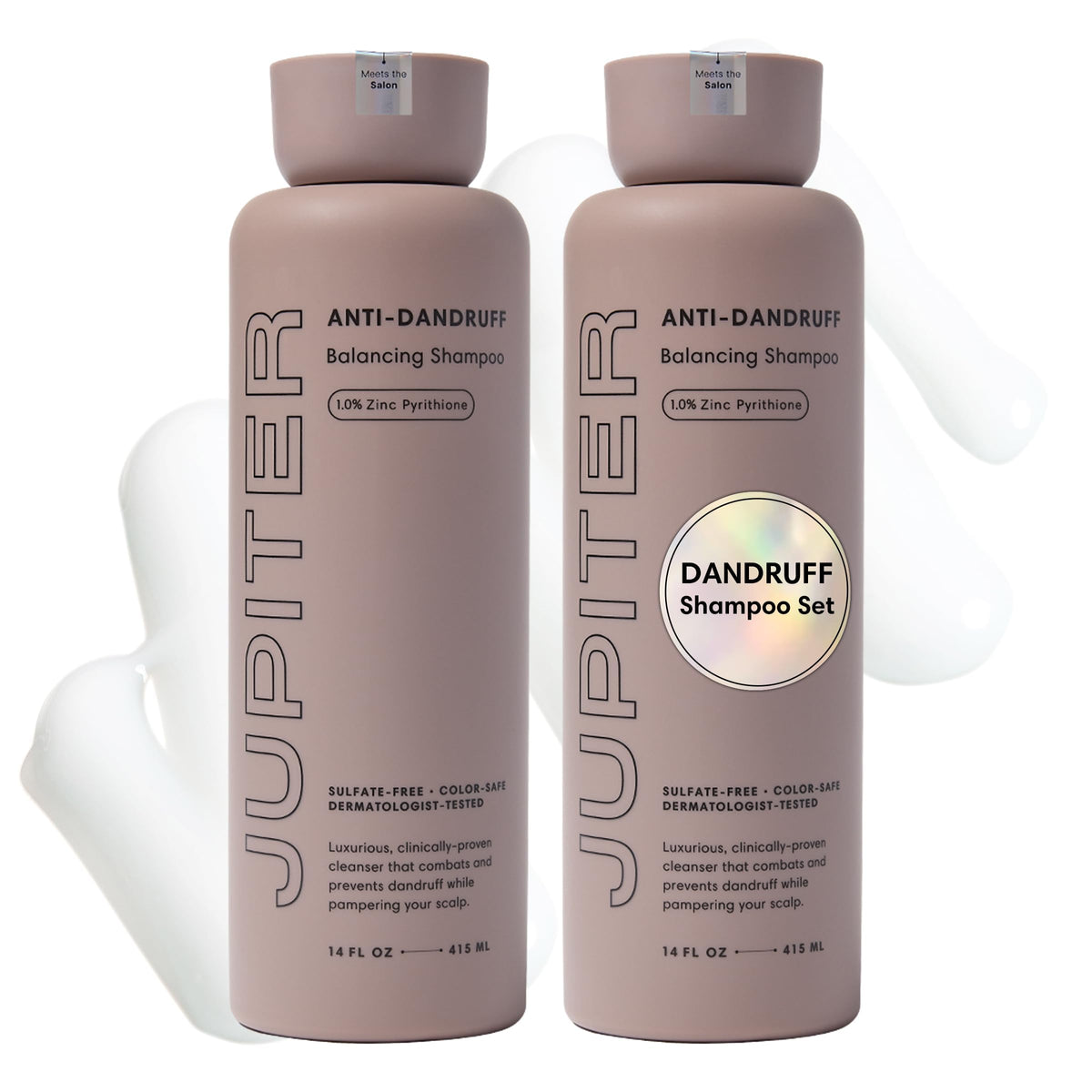 Jupiter front packaging showing 2-pack, clear anti-dandruff benefit