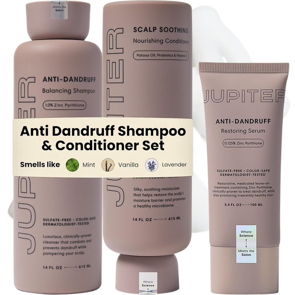 Jupiter front packaging trio showing all three bottles for complete scalp care