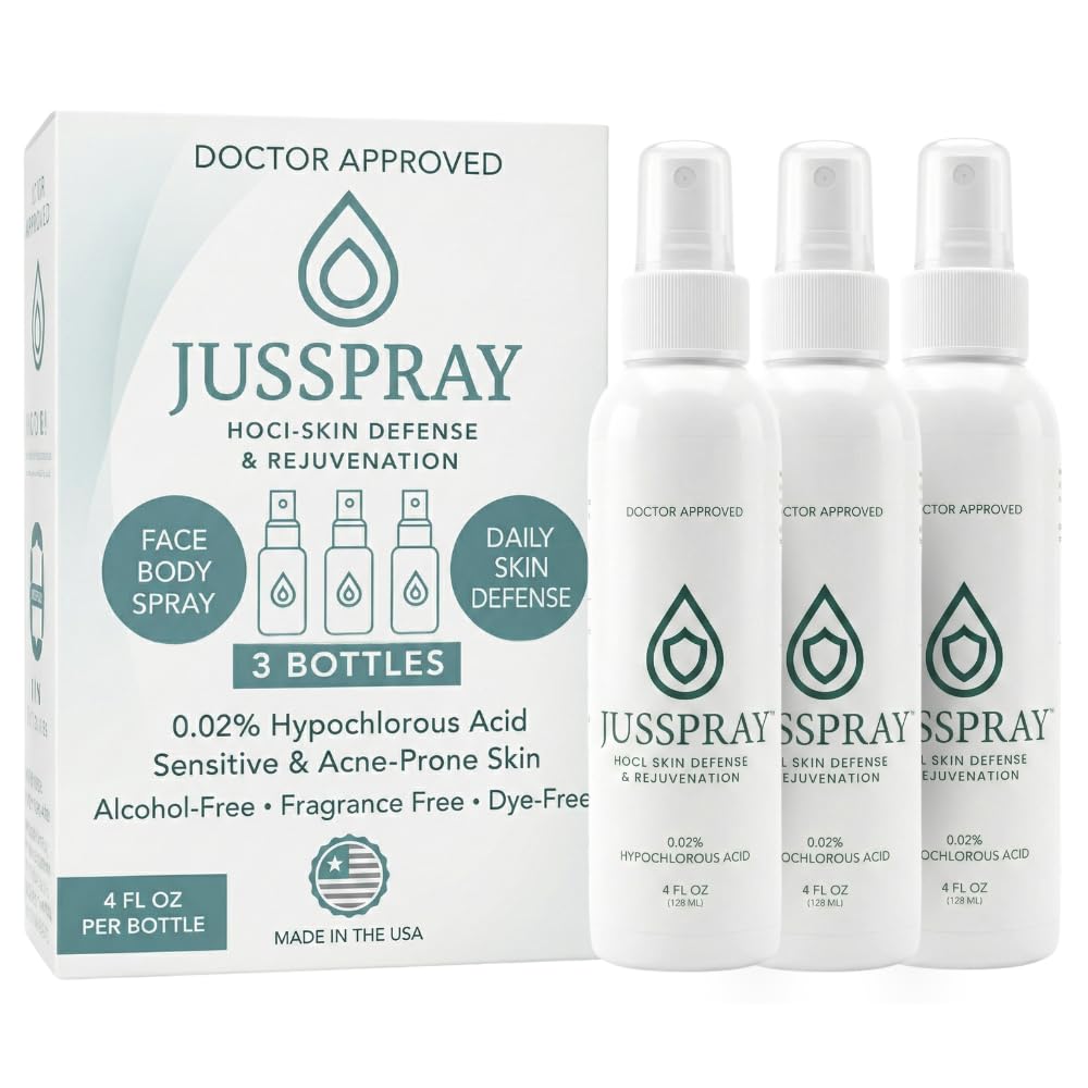 JusSpray front bottle view showing clean packaging and brand clarity benefit
