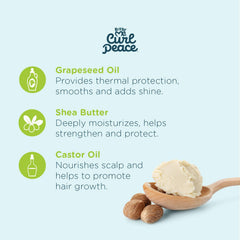Just For Me ingredients shot with grapeseed, shea and castor visuals highlighting nourishing blend