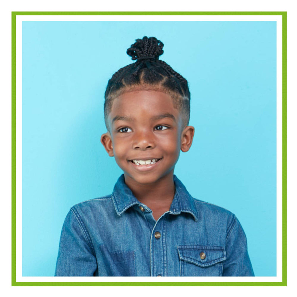 Just For Me being used on a child in a styling scene, promotes gentle care