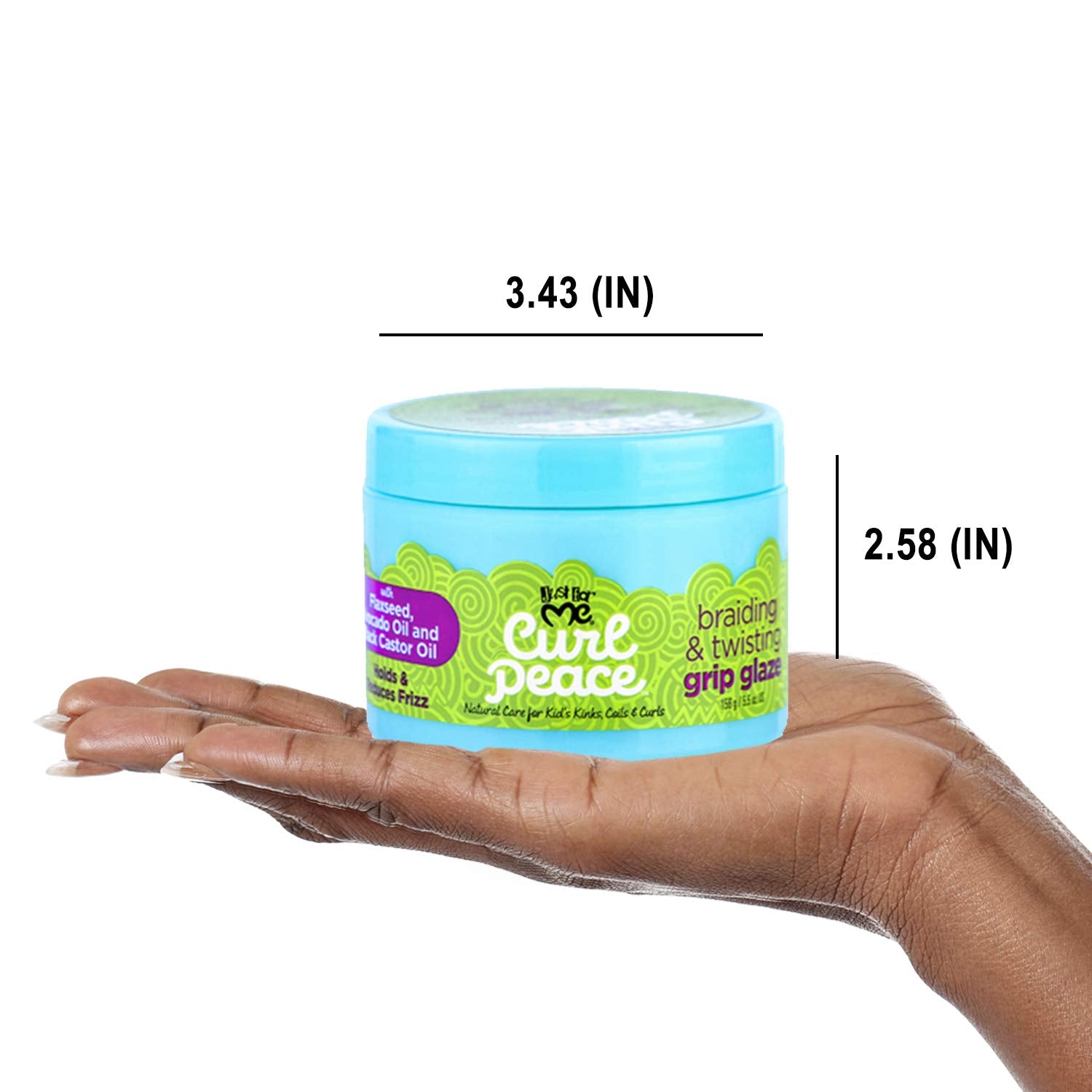 Just For Me next to a ruler 5.5 oz size view, indicates easy storage