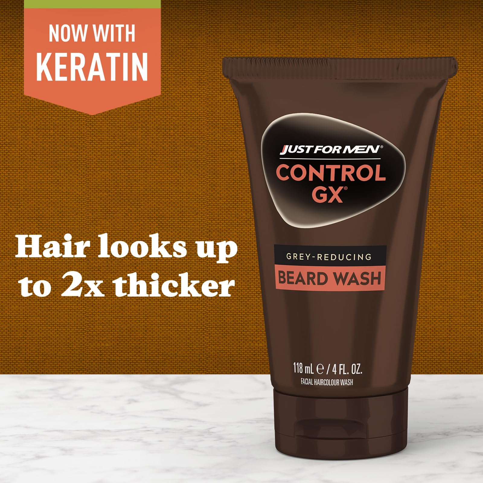 Just for Men applied to beard during shampooing for gradual color